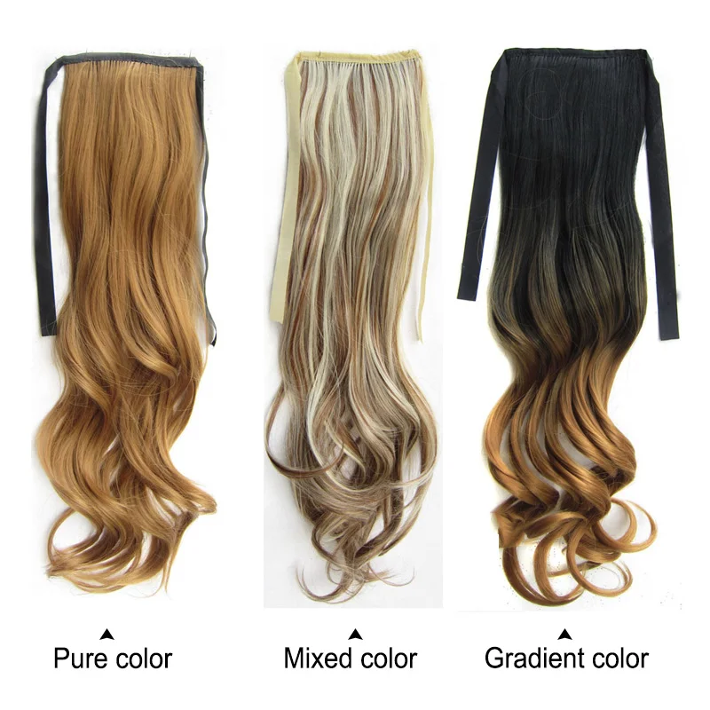 Длинные волнистые синтетические ленты на шнурке хвосты чистый смешанный