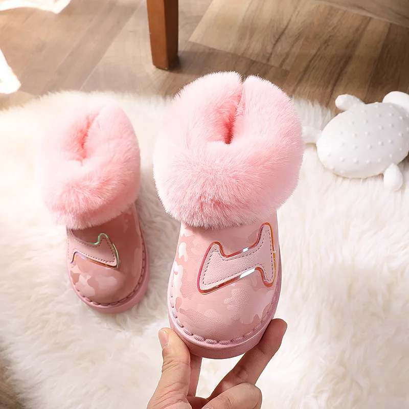 

Teenage Boots 2020 Children WinterPlush Lining Snow Boots Cotton Shoes Kids Girls Fashion Camouflage Ankle Boots Size 25-36