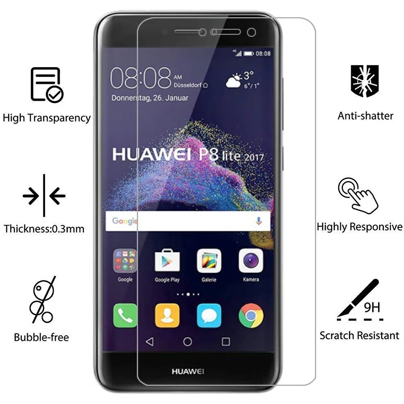 Закаленное стекло для защиты экрана huawei p8 p9 lite 2017 чехол p 8 9 light p8lite p9lite телефона