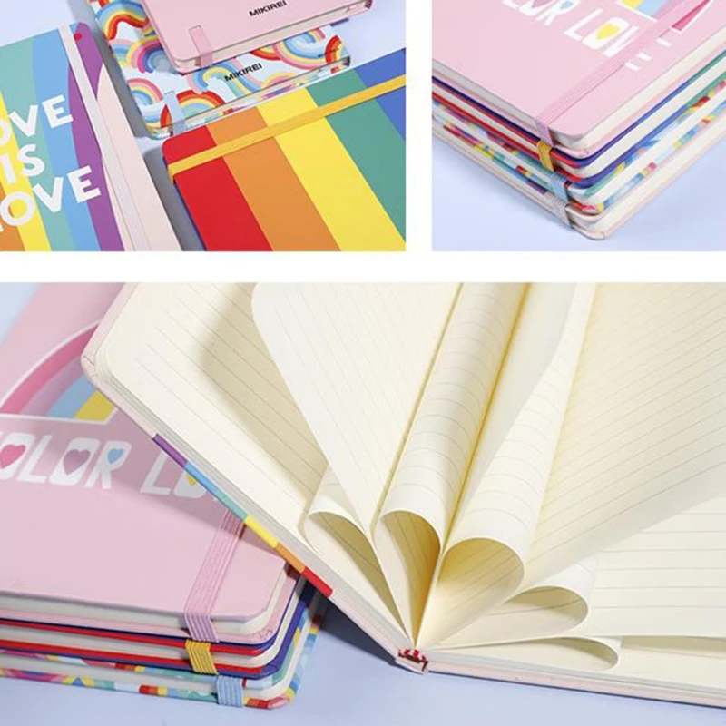 

Hardcover Writing Notebook A5 Business Notepad Travel Handbook 192 Pages Rainbow Pattern Hardcover Notepad for Office
