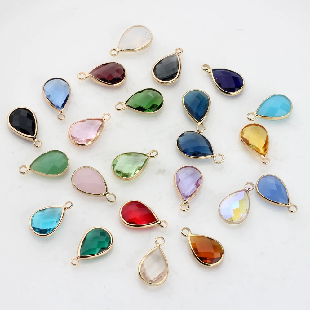 12 шт./лот кристаллы камни по месяцу рождения мини-подвески в виде капли воды 10*15 мм