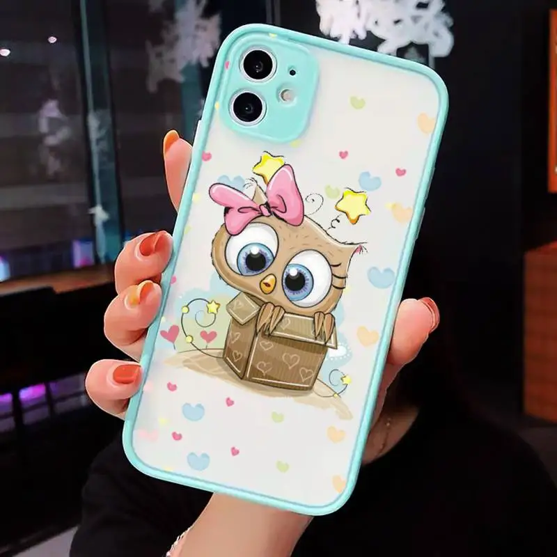 

Baby Cute Owl Phone Cases Matte Transparent For iPhone 12 Mini 11 Pro XR XS Max 7 8 Plus