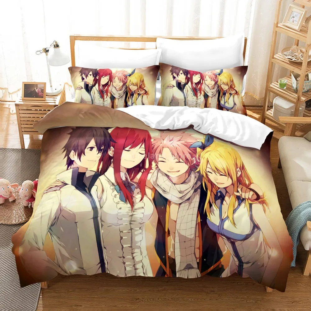 Anime Fairy Tail Duvet Cover Sets Comforter Japanese Bedding Set Kids Cartoon Boys Bed Linen Queen King Single Size Dropship | Дом и сад