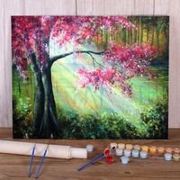natural scenery glimmer diy painting by numbers set acrylic paints 4050 painting on canvas handmade adults wall art drawing