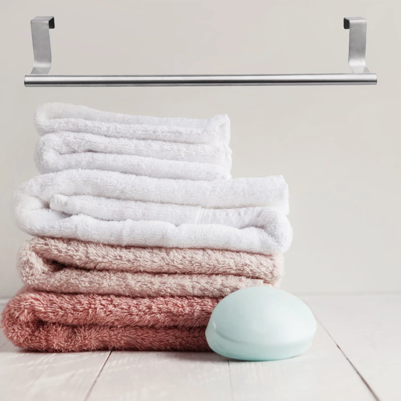 

Stainless Steel Bathroom Towel Holder Rack Stand Bar Cabinet Door Hanging Holder Organizer Stand Household Kitchen Accessories