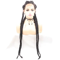 ebingoo pre plucked long double braids black brown dark roots ombre blonde synthetic braided lace front wig with baby hair