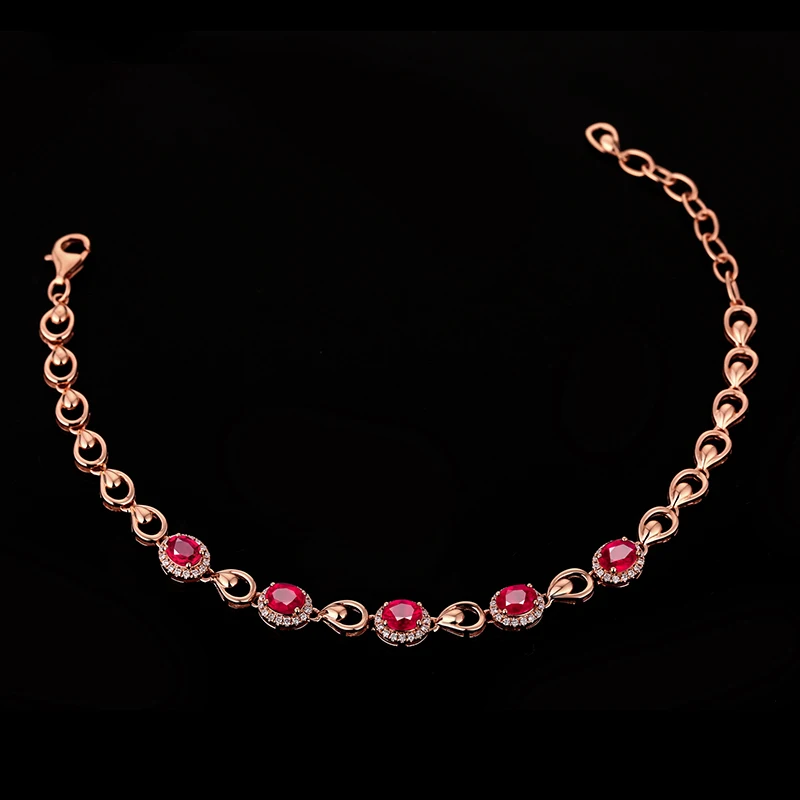 Женские браслеты MAQ из чистого золота 18 карат с натуральным Рубином Изящные