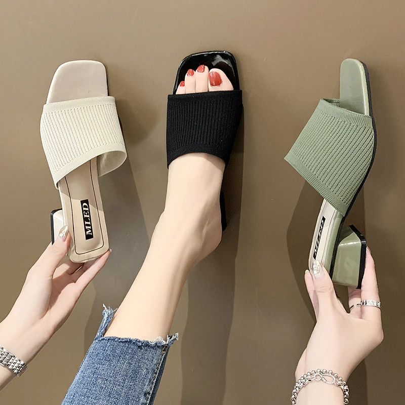 

Women Shoes Slippers 2021Summer New Fashion Knitted Platform Sandals High Heels Outdoor Shoes Sandalias De Verano Para Mujer