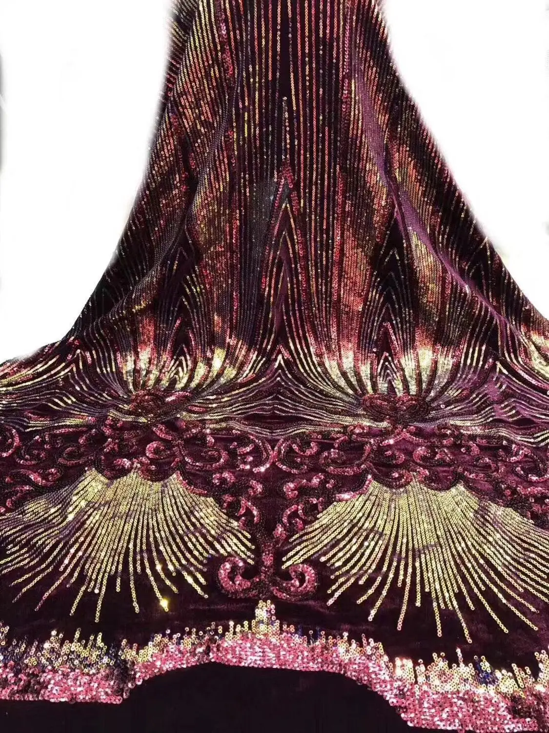 African Velvet Lace Fabric with 3d Sequins French fabric High Quality for Bridal Dress | Дом и сад