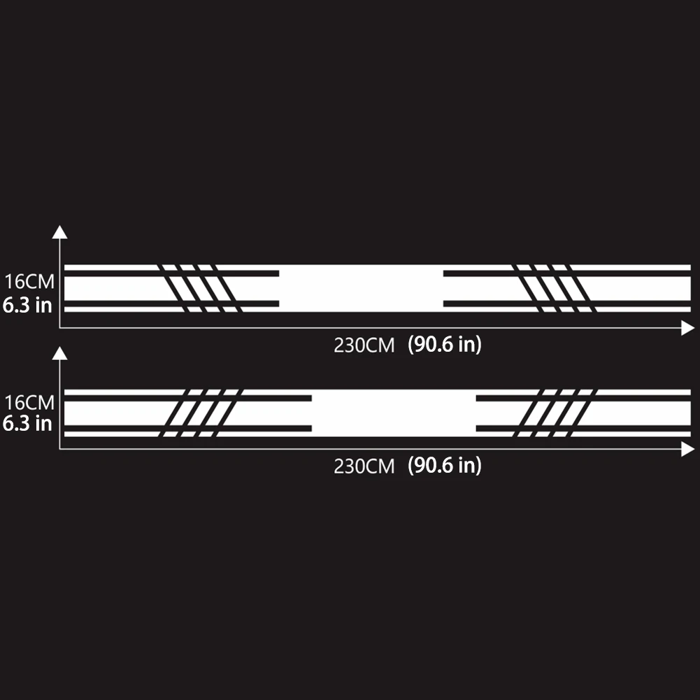 

2 PCS Vinyl Car Styling Side Stripes Skirt Sticker Decals Wraps Body Stickers