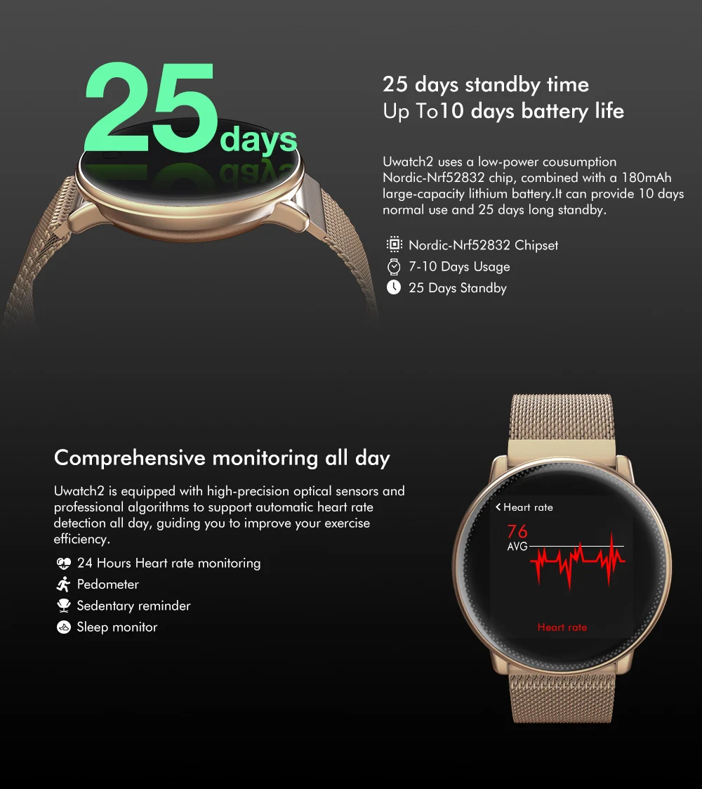 UMIDIGI Uwatch2 Smart Watch For Andriod,IOS 1.3 inch Full Touch Screen IP67 reloj inteligente 7 Sport Modes Full Metal Unibody