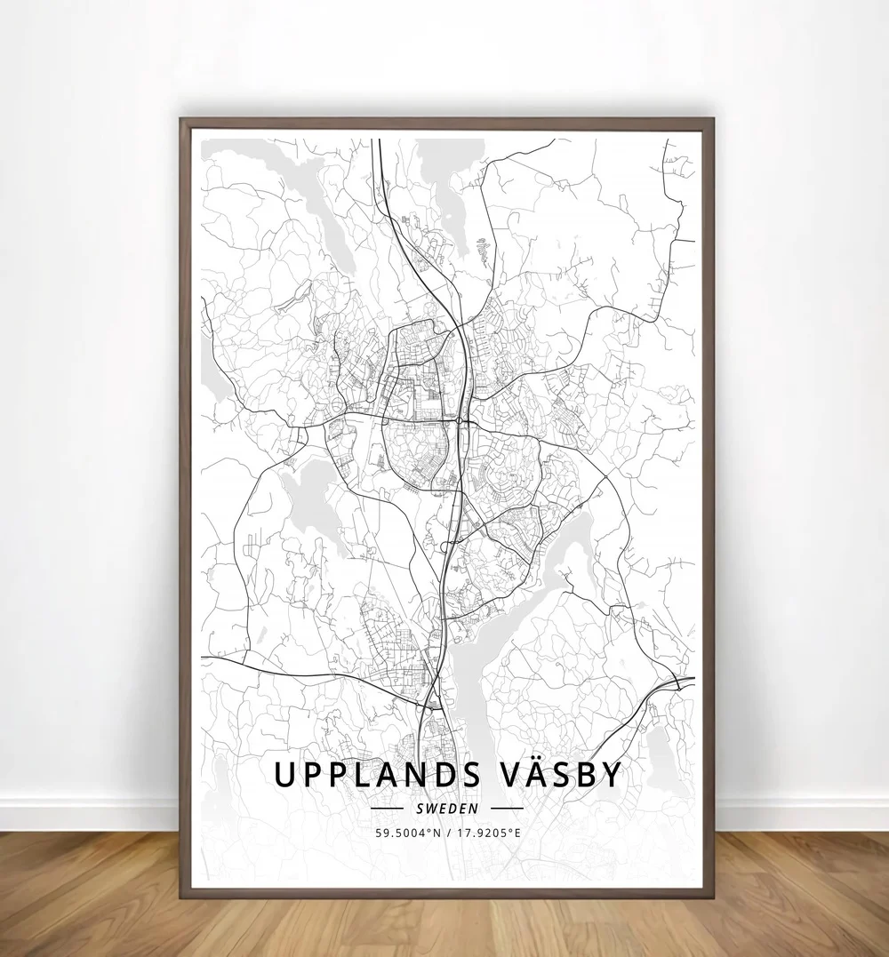 Uddewalla Vigo Umea Upplands Vasby Uppsala Valencia Valladolid Современная Карта города холст художественный