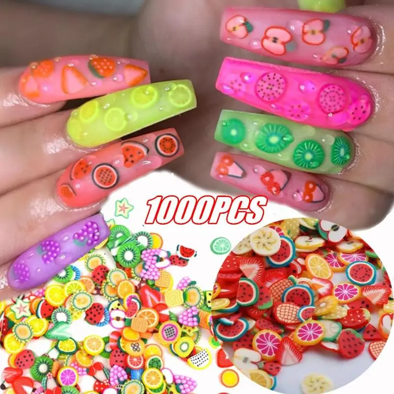 1000pcs/bag 3D Polymer Clay Tiny Fimo Fruit Slices Wheel Nail Art DIY Designs Decor | Красота и здоровье