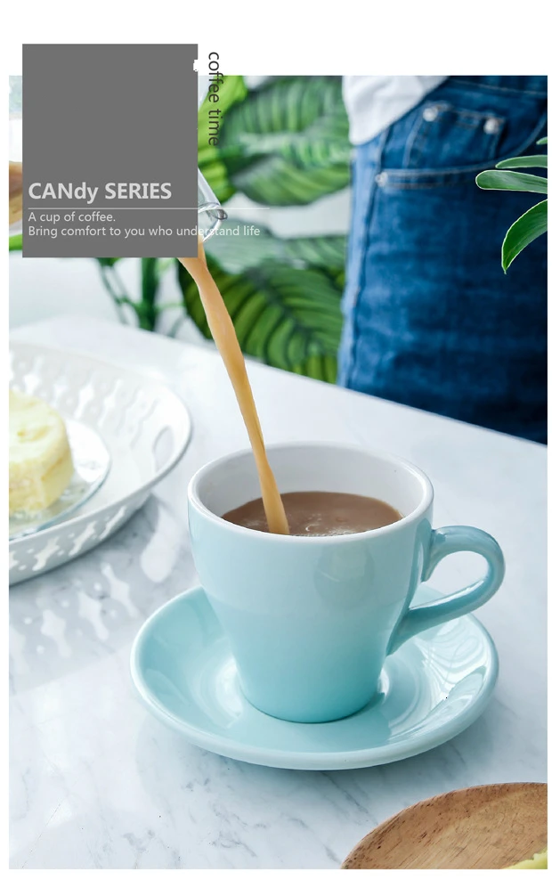 350cc цвет Макарон латте искусство кофейная чашка и блюдце наборы Demitasse Tasse кафе Xicara капучино кофейная кружка Koffie Kopjes чашка