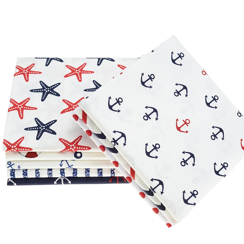 Хлопчатобумажная ткань 8 шт./лот 40 х50 см тёмно синяя хлопчатобумажная с принтом