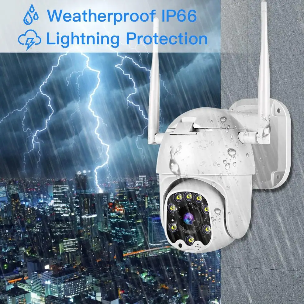 1080P PTZ wifi камера 2MP автоматическое отслеживание Водонепроницаемая CCTV Домашняя