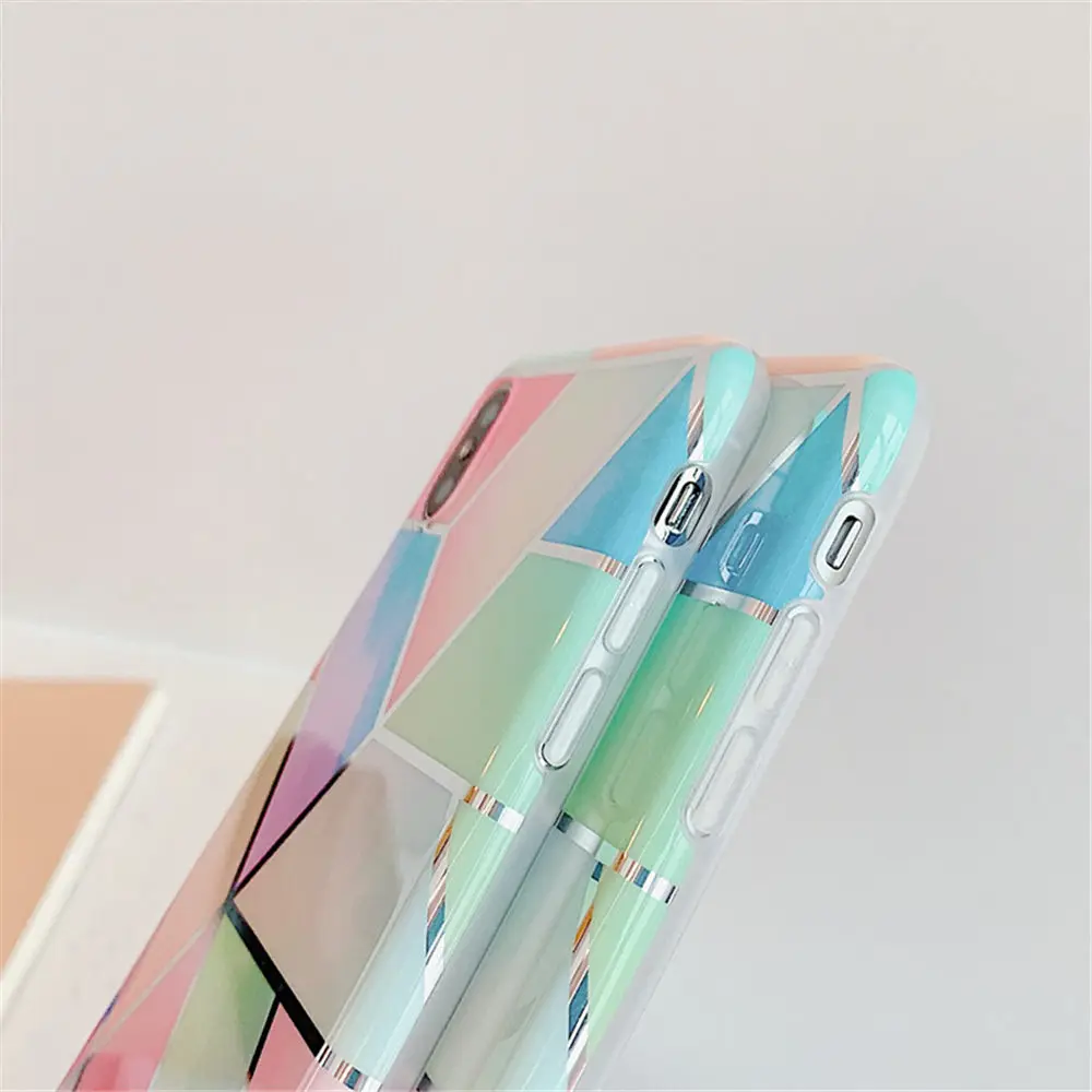Moskado геометрический мраморный градиент цвета чехол для iPhone 6 6s 7 8 Plus X XR XS Max Flowers Сращивание мягкий чехол для телефона IMD задняя крышка
