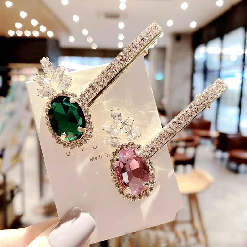

High Quality Luxury Fashion Bling Crystal Sweet Fruit Hair Clip Hairband Bobby Pin Barrette Hairpin Headdress Beauty Accessories