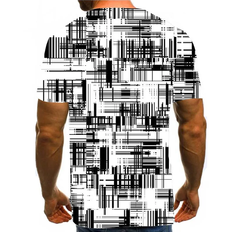 

Men Graphic T Shirts 3D Print Shirt Round Neck Summer Short Sleeve Daily Tops Abstract Tees Black And White