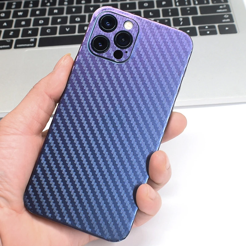 Discoloration Carbon Fiber Decorative For iPhone 12 11 Pro Max mini XR SE2 XS 7 6 6S 8 5 SE 5s Plus Protector Back Film Sticker