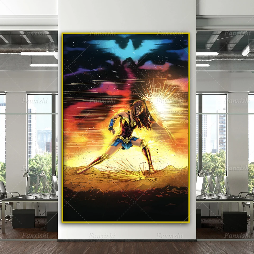 Плакат из фильма чудо-женщины супергерой Marvel Лига Справедливости декор для