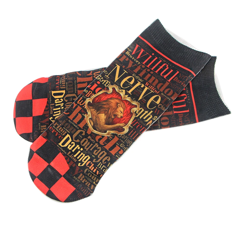 ZF2122 1pair Magical School Wizard Student Cotton Print Sock Lion Snake Fox Socks Fashion Cartoon Comfortable Unisex Sock