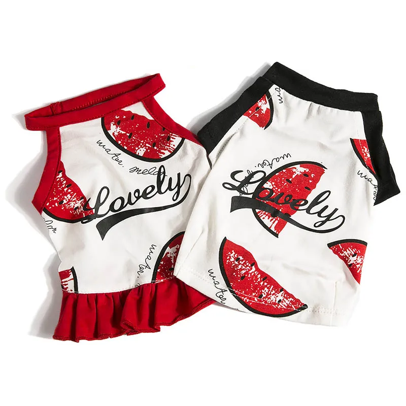 Одежда для собак с принтом арбуза летняя одежда щенков маленьких юбка чихуахуа