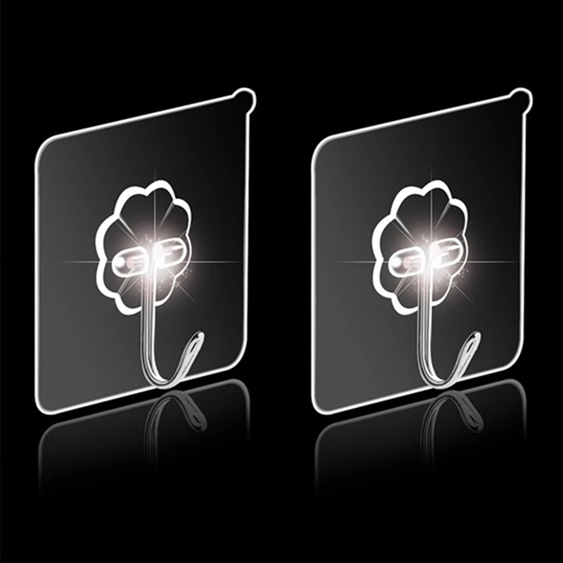 

100Pcs Wall Hooks Self Adhesive Hook Waterproof Oilproof Reusable Seamless Hook Strong Hooks for Bathroom Kitchen Tool