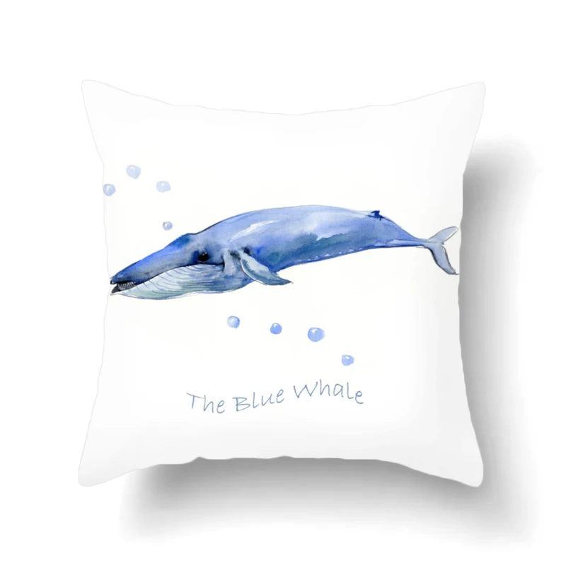 Наволочка для подушки с рисунком синего Кита плюшевая наволочка домашний декор