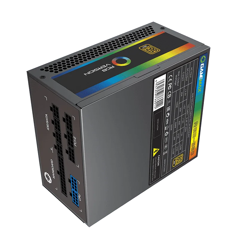 Блок питания GameMax RGB для ПК 550 Вт полностью модульный 80 Plus золотой