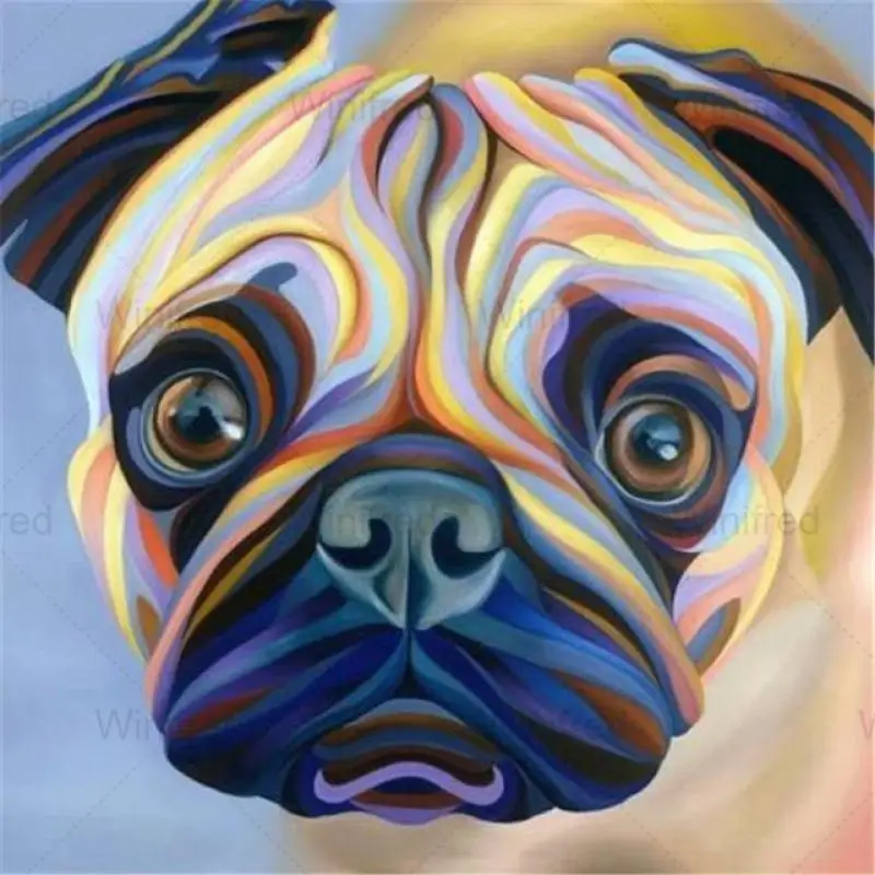 Full Square/Round Diamond Painting Dog Cross Stitch Animal Paste Mosaic Pug Black Embroidery Handicraft Gift |