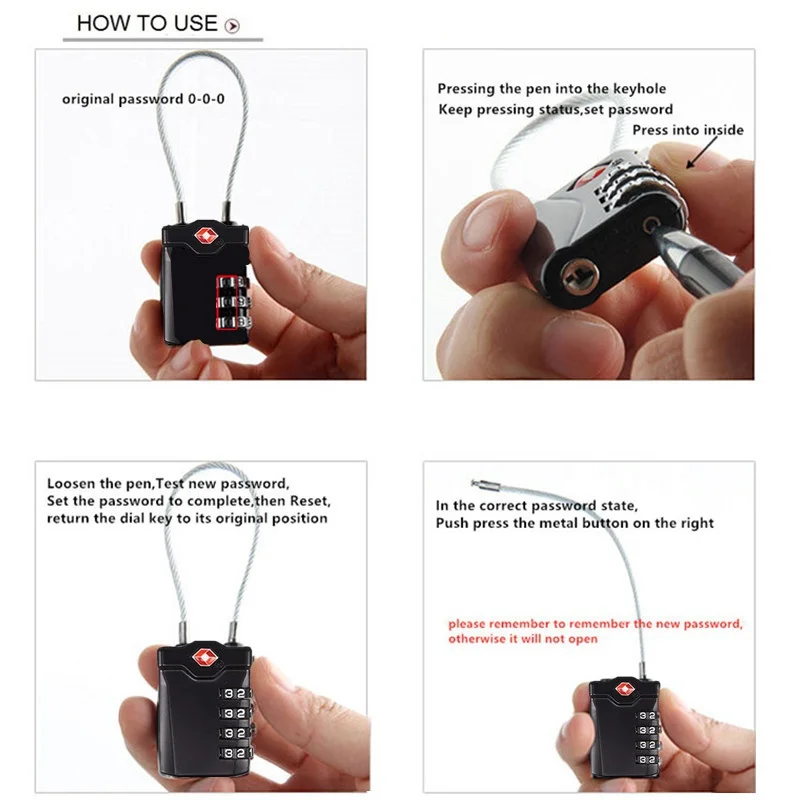 

Digit Password Lock Steel Wire Security Lock Suitcase Luggage Coded Lock Cupboard Cabinet Locker Padlock