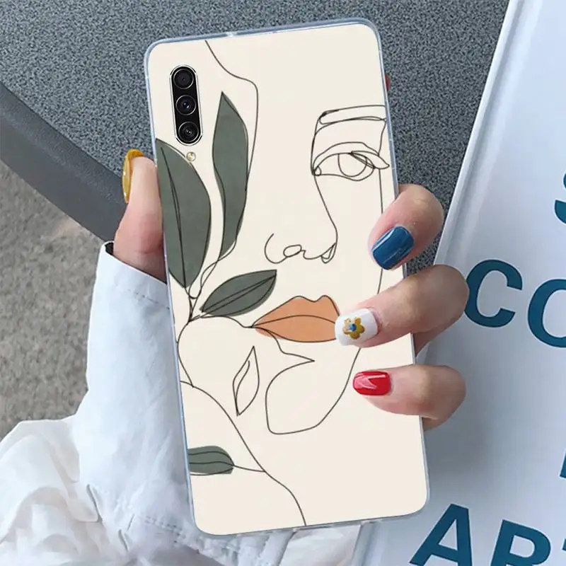 

Retro art face line leaf aesthetics pattern Phone Case For Samsung Galaxy S5 S6 S7 S8 S9 S10 S10e S20 edge plus lite
