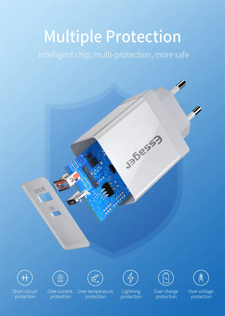 Essager 36 Вт Быстрая зарядка 3,0 USB зарядное устройство QC3.0 QC PD турбо быстрое зарядное устройство дорожное настенное зарядное устройство для мобильного телефона для iPhone Xiaomi Mi 9