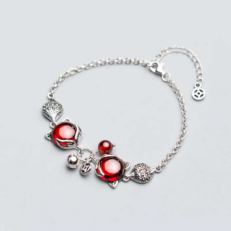 Женский браслет труста из стерлингового серебра 925 пробы с лисой и колокольчиком