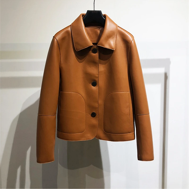Europe Style spring 2021 New Designer women's sheepskin leather coat High quality genuine leather jackets C389