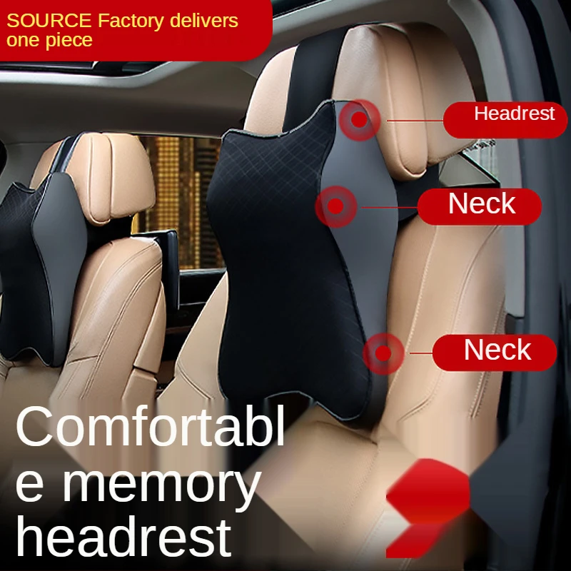 

Car headrest neck pillow pillows on the four seasons general car motor memory cotton headrest car cushion for leaning on waist