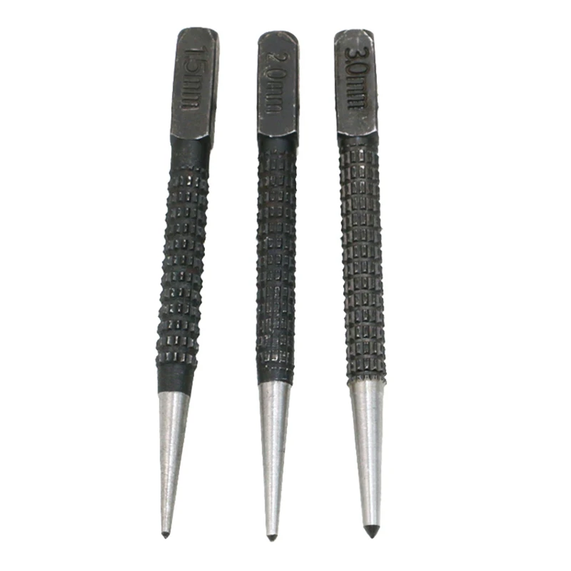 

Non-Slip Center Pin Punch Set 1.5mm 2mm 3mm High-carbon Steel Center Punch for Alloy Steel Metal Wood Marking Drilling Tool
