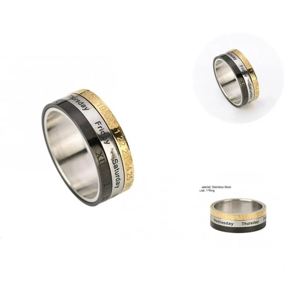 

Men Fidget Ring Sturdy Jewelry Men Date Calendar Time Ring Ring Trendy Ring
