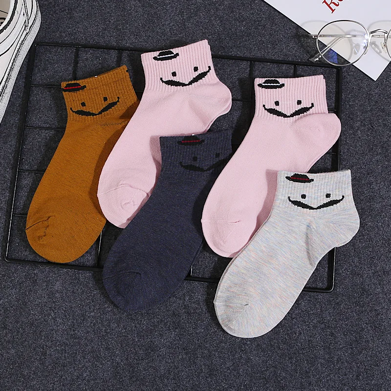 5 пар, женские носки, хлопковые носки с героями мультфильмов, Harajuku, женские, милые, унисекс, скейтборд, хипстер, модные, с животным принтом, короткие носки