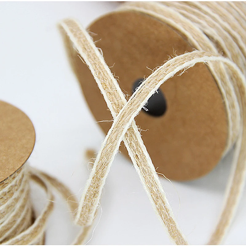 

10M/Roll Vintage Jute Burlap Hessian Ribbon With Lace Rustic Wedding Party Decoration Christmas DIY Craft Gift Packing Webbing