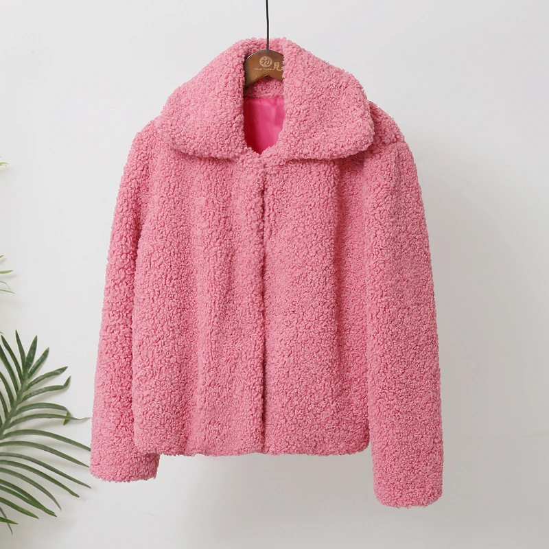 ZADORIN осень зима отворот сплошной длинный рукав овечьей шерсти теплое пальто из