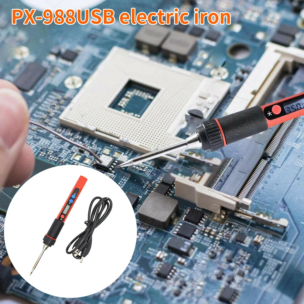

PX-988 Electric Soldering Iron Welding LCD Touch Switch Mini Non Slip Pen Portable Tip USB Repair Tool Adjustable
