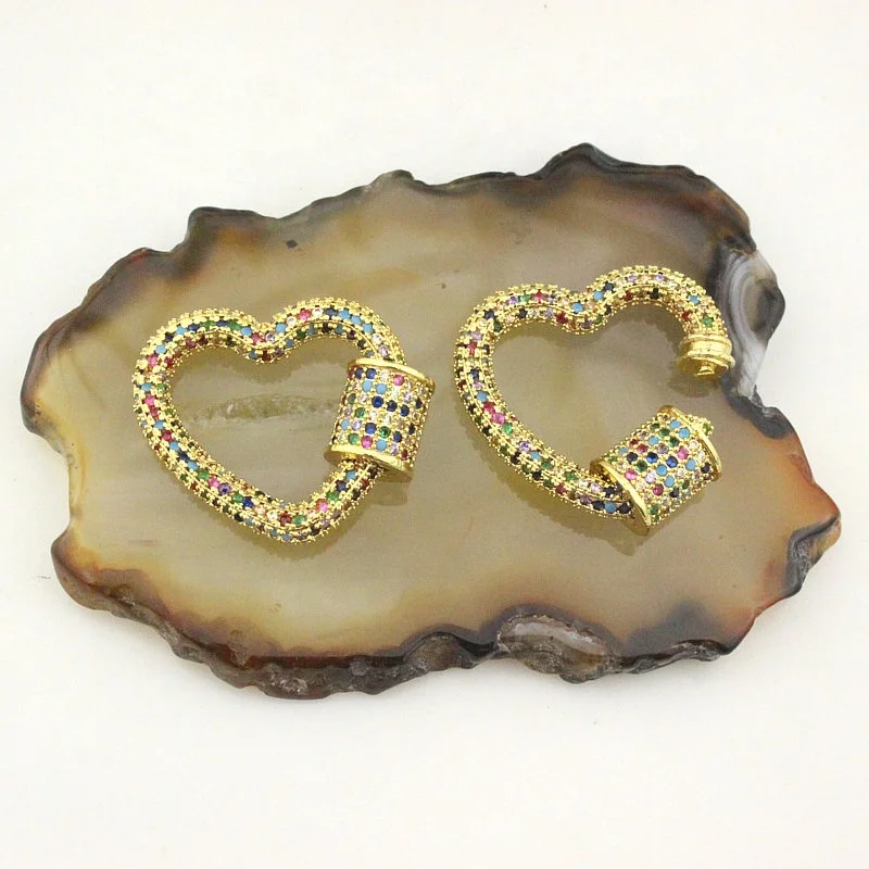 5 шт./лот застежка в форме сердца из кубического циркония аксессуары с