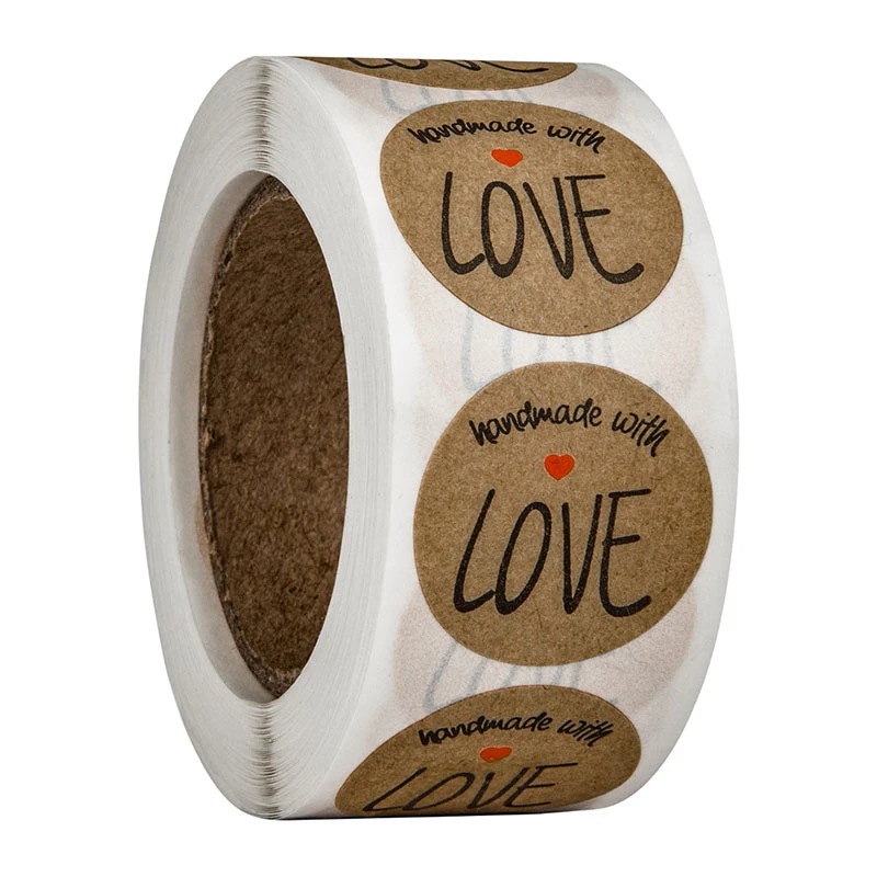 

Круглая крафт-бумага с надписью «with Love», 500 шт.