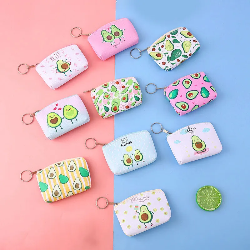 

Cute Avocado Print Mini Zipper Coin Purses Kawaii Money Storage Bag Women Small Wallets Kids Keychain Case Business Card Holder