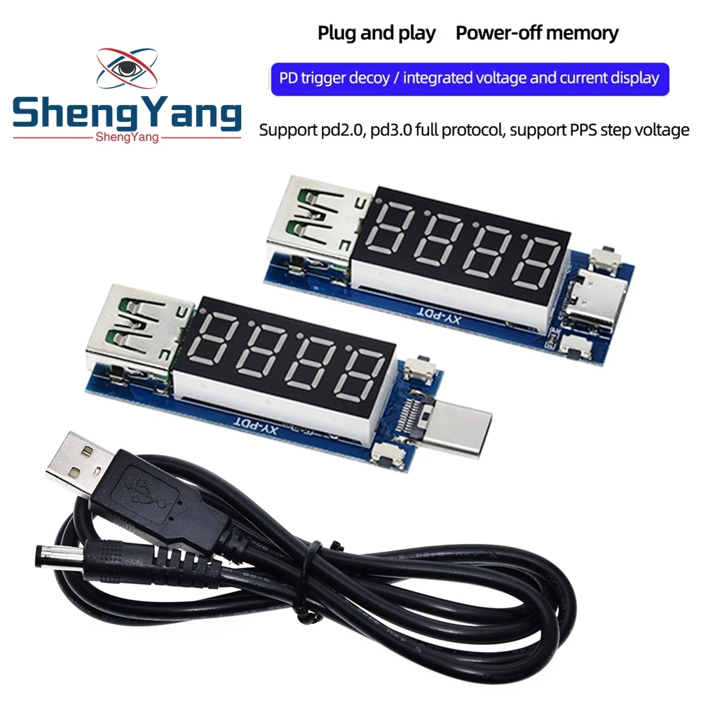 Тип-c PD модуль быстрой зарядки триггерный DC Цифровой дисплей Напряжение