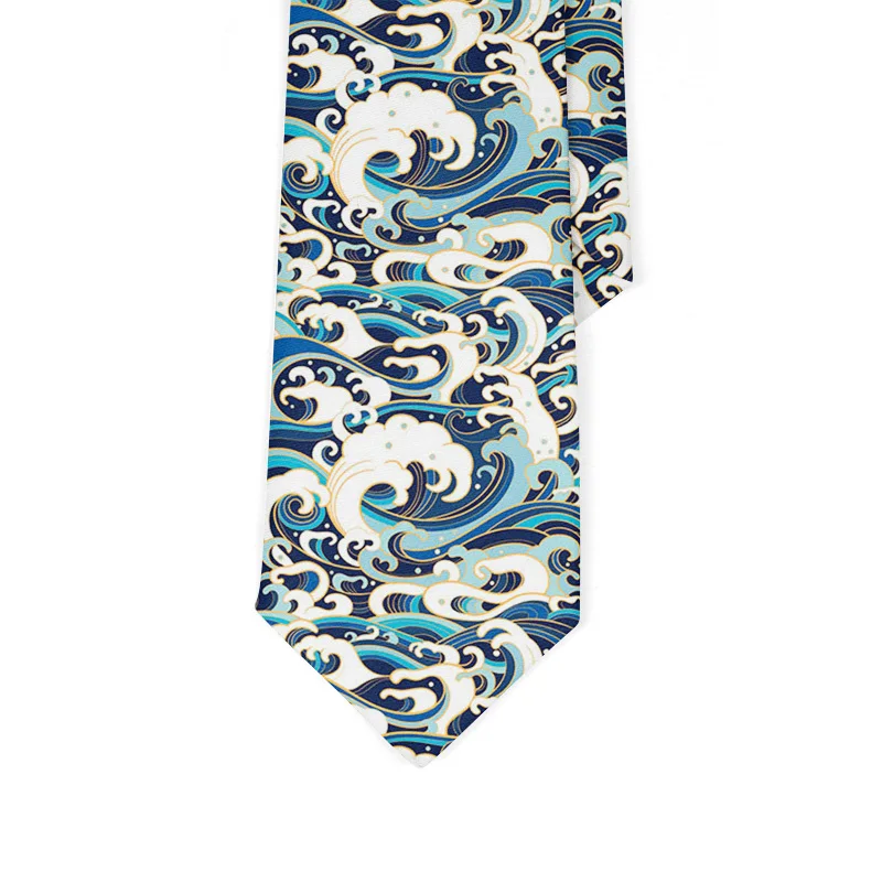 Японский галстук с 3D-принтом летающего журавля для мужчин и женщин повседневный