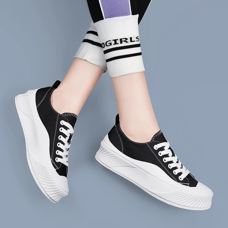 

Woman Platform Shoes 2022 Summer New Fashion Women Shoes Casual Solid Canvas High Candy Color Women Casual Shoes Sneakers