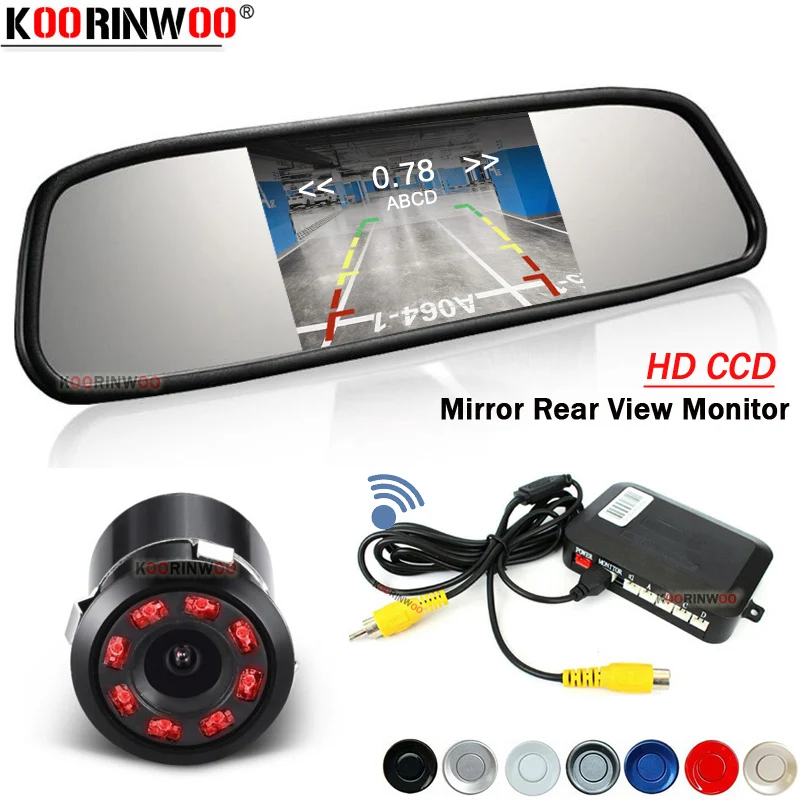 

Koorinwoo Dual Core CPU Video System Visible Car Parking Sensors Backup Radar Detector 4 Sounds Show distance on Display Monitor